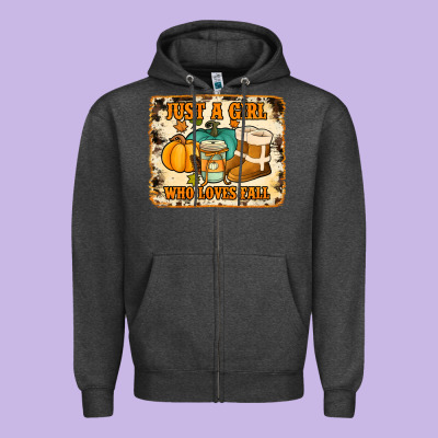 Just A Girl Who Loves Fall Cowhide Background Zipper Hoodie Designed By Jasminsmagicworld
