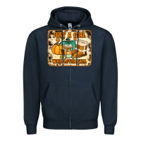 Navy just a girl who loves fall cowhide background Zipper Hoodie - Jasminsmagicworld