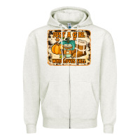 Oatmeal Heather just a girl who loves fall cowhide background Zipper Hoodie - Jasminsmagicworld