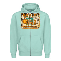 Seafoam just a girl who loves fall cowhide background Zipper Hoodie - Jasminsmagicworld