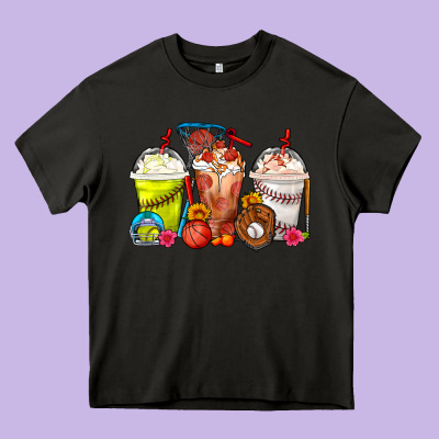 Softball Basketball Baseball Sports Coffee Cups Heavy Core Tee Designed By Fadigitalartstudio