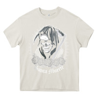 Cream santa muerte female deity mexican satanic dead sugar skull tank top Heavy Core Tee - linhVisuals
