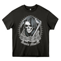 Asphalt santa muerte female deity mexican satanic dead sugar skull tank top Heavy Core Tee - linhVisuals