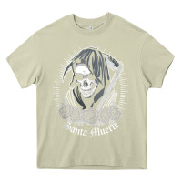 Mossy santa muerte female deity mexican satanic dead sugar skull tank top Heavy Core Tee - linhVisuals
