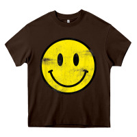 Chocolate Brown vintage retro happy smiley face 80's 90's aesthetic t shirt Heavy Core Tee - linhVisuals