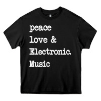 Black peace love & electronic music  edm techno t shirt Heavy Core Tee - linhVisuals