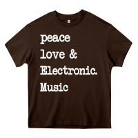 Chocolate Brown peace love & electronic music  edm techno t shirt Heavy Core Tee - linhVisuals
