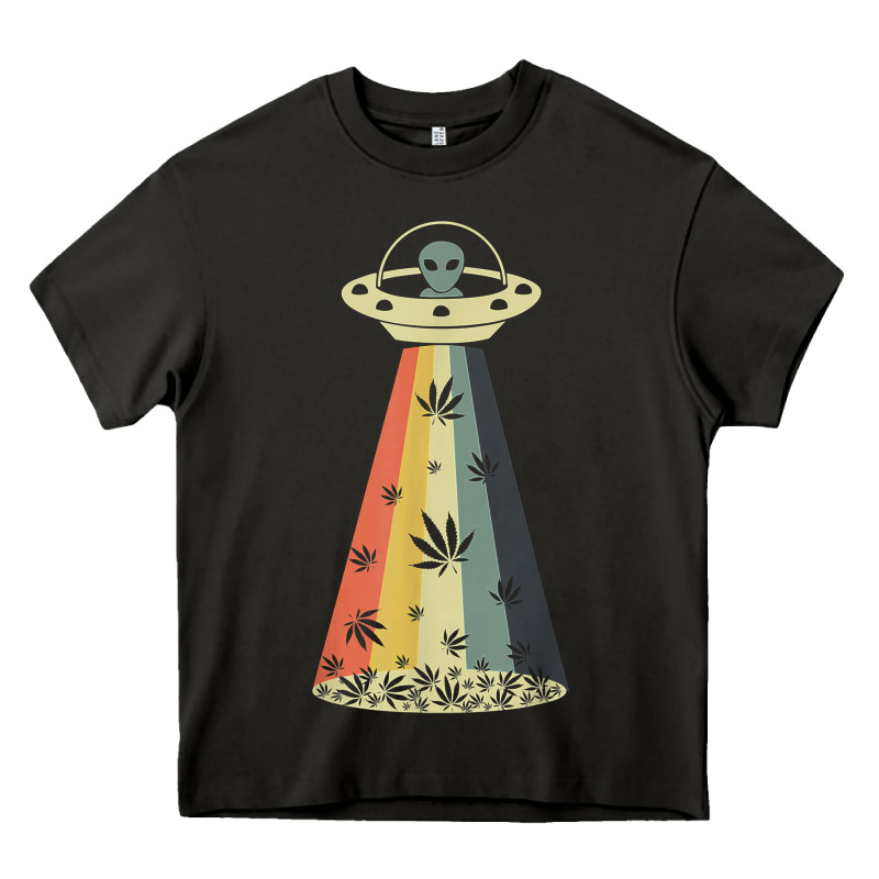 Vintage Alien Weed Pot Leaf Ufo Abduction Marijuana Cannabis T Shirt Heavy Core Tee by linhVisuals | Teevron