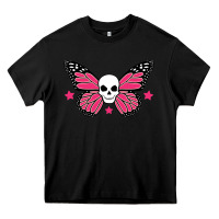 Black butterfly skull Heavy Core Tee - linhVisuals