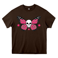 Chocolate Brown butterfly skull Heavy Core Tee - linhVisuals