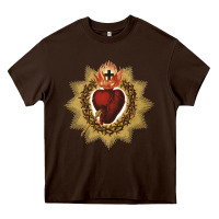 Chocolate Brown sacred heart of jesus catholic devotion t shirt Heavy Core Tee - linhVisuals