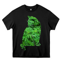 Black funny cannabis & cat lover marijuana weed smoker art t shirt Heavy Core Tee - linhVisuals