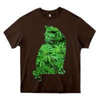 Chocolate Brown funny cannabis & cat lover marijuana weed smoker art t shirt Heavy Core Tee - linhVisuals