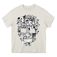 Cream funny pitbull skull dog skeleton halloween t shirt Heavy Core Tee - linhVisuals