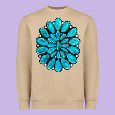 Turquoise Gemstone Jewelny Heavyweight Sweatshirt Designed By Ranaportraitstore