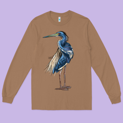 Louisiana Heron Long Sleeve Tee Designed By Lillyallendesigns