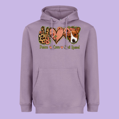 Peace Love Jack Russel Heavyweight Hoodie Designed By Jasminsmagicworld