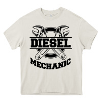 Cream diesel mechanic Heavy Core Tee - linhVisuals