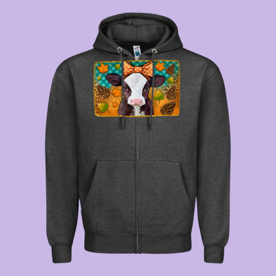 Autumn Baby Cow Zipper Hoodie Designed By Jasminsmagicworld