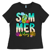 Black Summer Vibes Ladies Tee - CowhideDigitalArt
