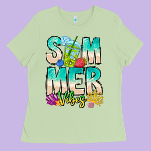 Summer Vibes Ladies Tee Designed By Cowhidedigitalart