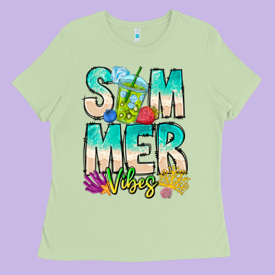 Summer Vibes Ladies Tee Designed By Cowhidedigitalart