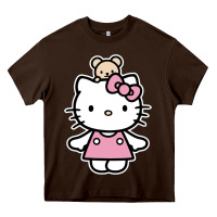 Chocolate Brown kitty Heavy Core Tee - linhVisuals