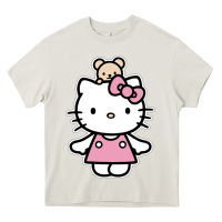 Cream kitty Heavy Core Tee - linhVisuals
