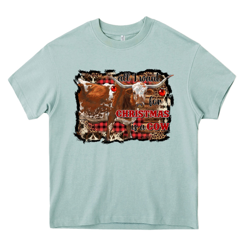 All I Want For Christmas Is A Cow Heavy Core Tee by RanaPortraitStore | Teevron