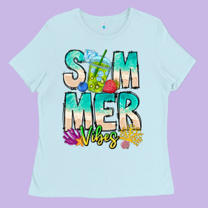 Summer Vibes Ladies Tee Designed By Cowhidedigitalart