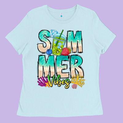 Summer Vibes Ladies Tee Designed By Cowhidedigitalart