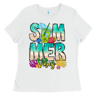 White Summer Vibes Ladies Tee - CowhideDigitalArt