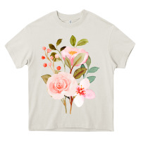 Cream Bouquet Floral Heavy Core Tee - linhVisuals