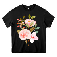 Black Bouquet Floral Heavy Core Tee - linhVisuals