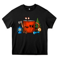 Black Camper Coffee Cup Heavy Core Tee - FaDigitalArtStudio