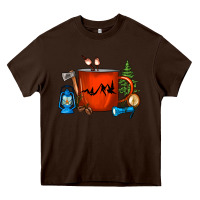 Chocolate Brown Camper Coffee Cup Heavy Core Tee - FaDigitalArtStudio