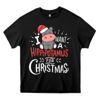 Black i want hippopotamus for christmas hippo xmas gift Heavy Core Tee - linhVisuals