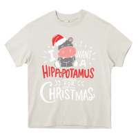 Cream i want hippopotamus for christmas hippo xmas gift Heavy Core Tee - linhVisuals