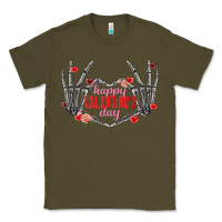 Army Green Happy Valentine's Day skeleton hands Classic Tee - FaDigitalArtStudio