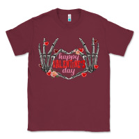 Burgundy Happy Valentine's Day skeleton hands Classic Tee - FaDigitalArtStudio
