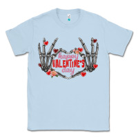 Dusty Blue Happy Valentine's Day skeleton hands Classic Tee - FaDigitalArtStudio