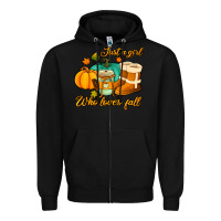 Black just a girl who loves fall Zipper Hoodie - Jasminsmagicworld