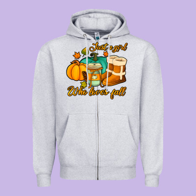 Just A Girl Who Loves Fall Zipper Hoodie Designed By Jasminsmagicworld