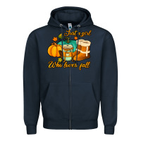 Navy just a girl who loves fall Zipper Hoodie - Jasminsmagicworld