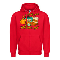 Red just a girl who loves fall Zipper Hoodie - Jasminsmagicworld