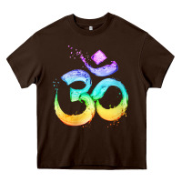 Chocolate Brown womens om symbol   psy trance goa yoga meditation buddhism buddhist v Heavy Core Tee - linhVisuals