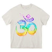 Cream womens om symbol   psy trance goa yoga meditation buddhism buddhist v Heavy Core Tee - linhVisuals