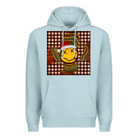 Blue Mist Christmas smiley face Premium Hoodie - BarkalooDesign