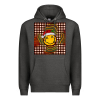 Charcoal Heather Christmas smiley face Premium Hoodie - BarkalooDesign