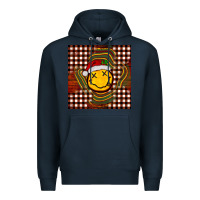Navy Christmas smiley face Premium Hoodie - BarkalooDesign